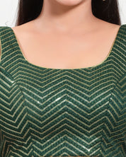 Sequence Zig Zah Thread Round Neck Blouise