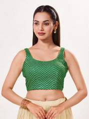 Sequence Zig Zah Thread Round Neck Blouise