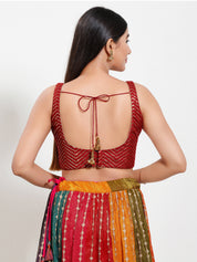 Sequence Zig Zah Thread Round Neck Blouise