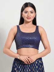 Sequence Zig Zah Thread Round Neck Blouise