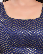 Sequence Zig Zah Thread Round Neck Blouise