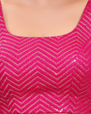 Sequence Zig Zah Thread Round Neck Blouise