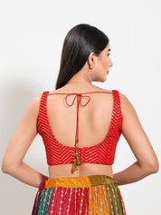 Sequence Zig Zah Thread Round Neck Blouise