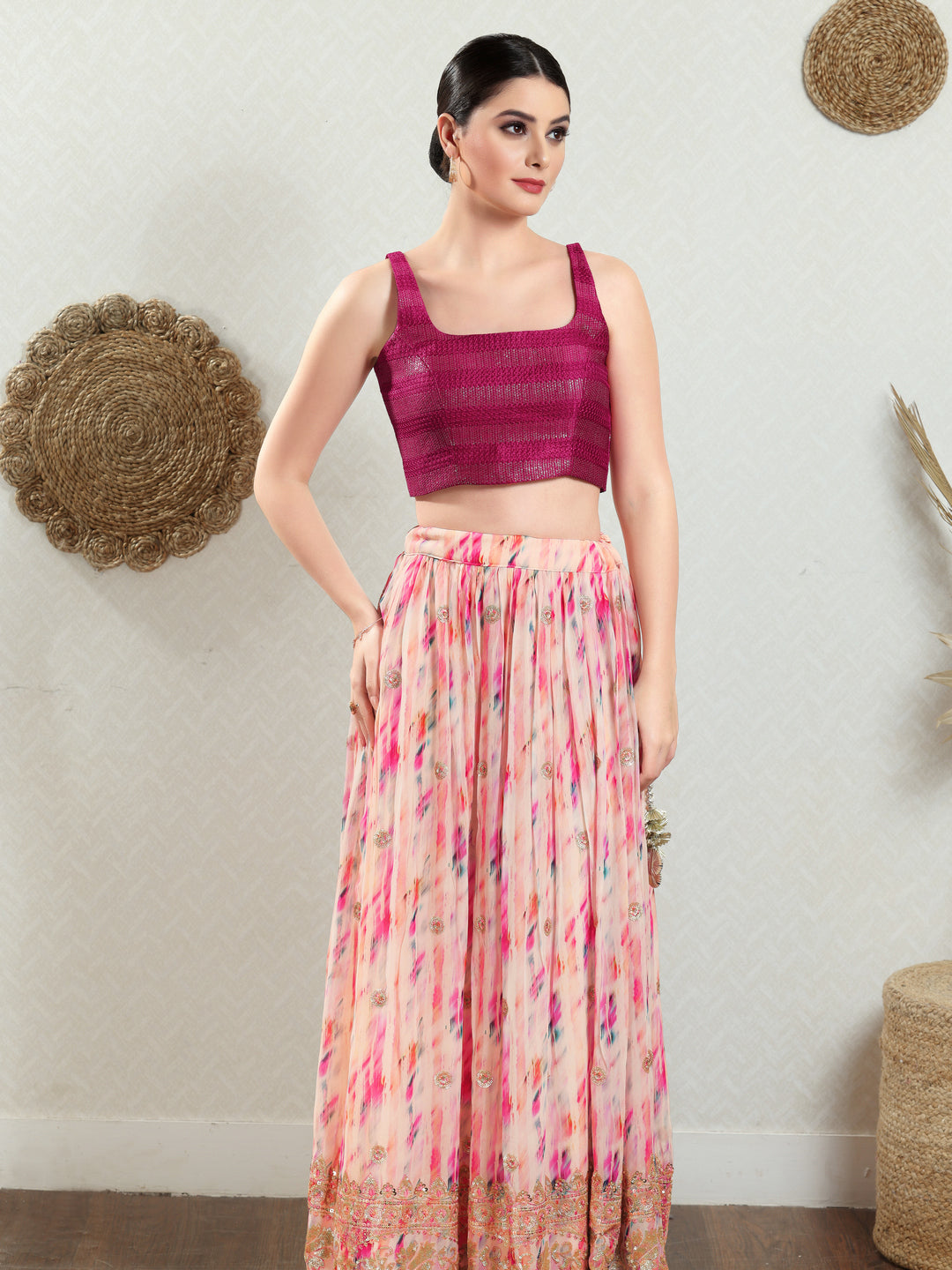 Round Neck Thread Sequence Blouse