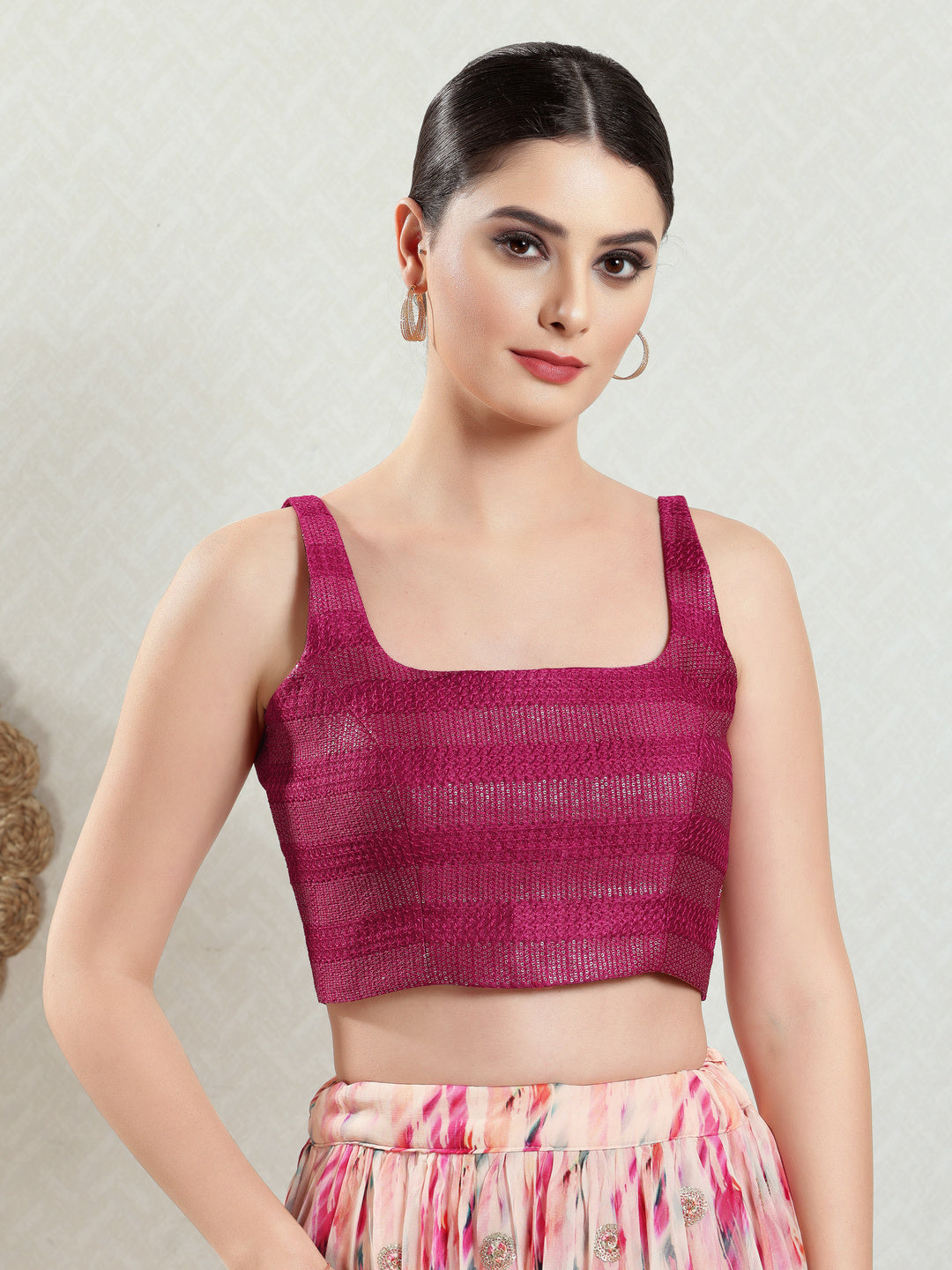 Round Neck Thread Sequence Blouse