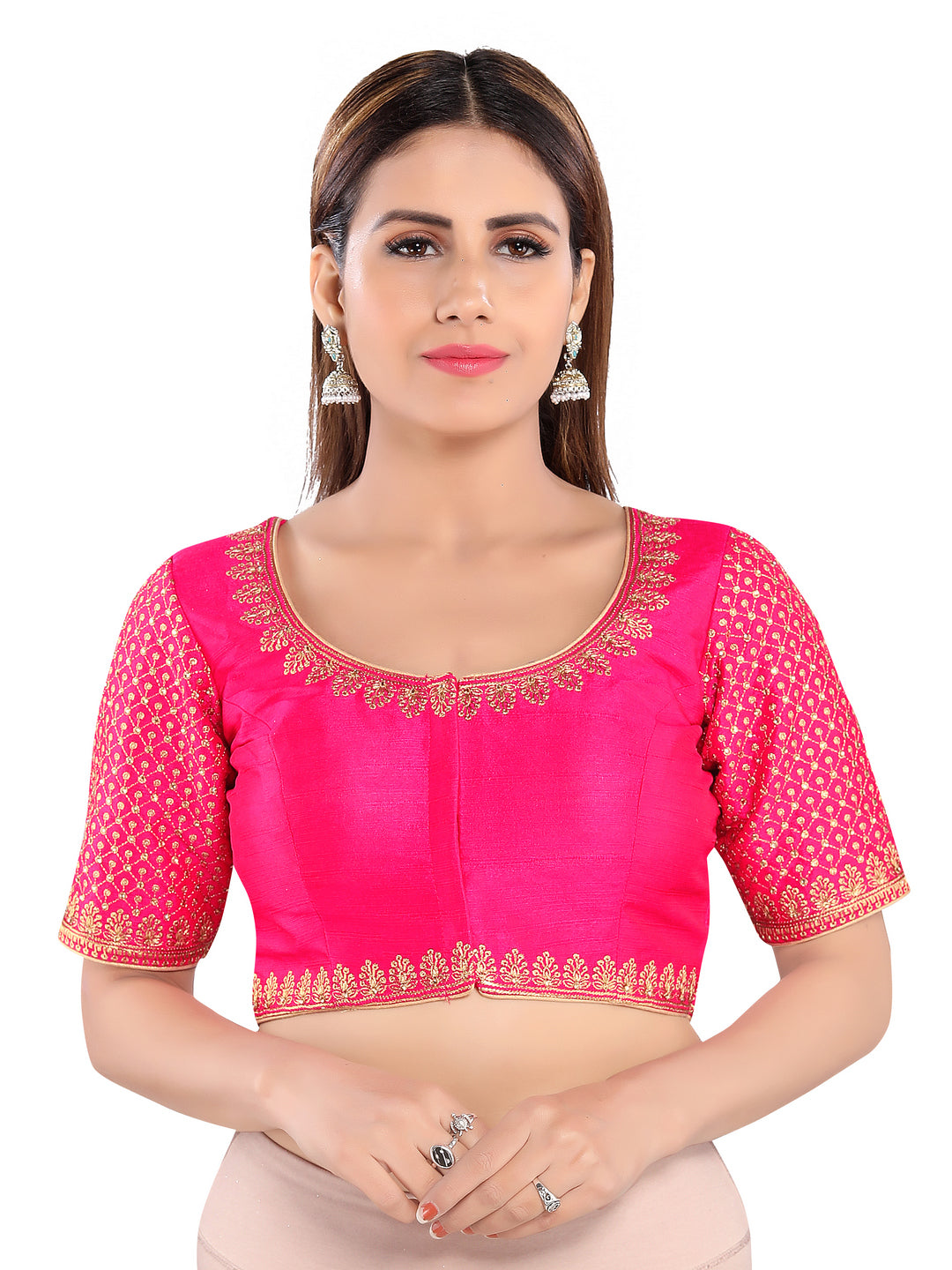 Machine Embroidery Zari Work Silk Blouse