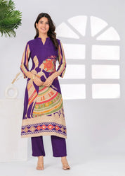 Purple African Print Kurta Set