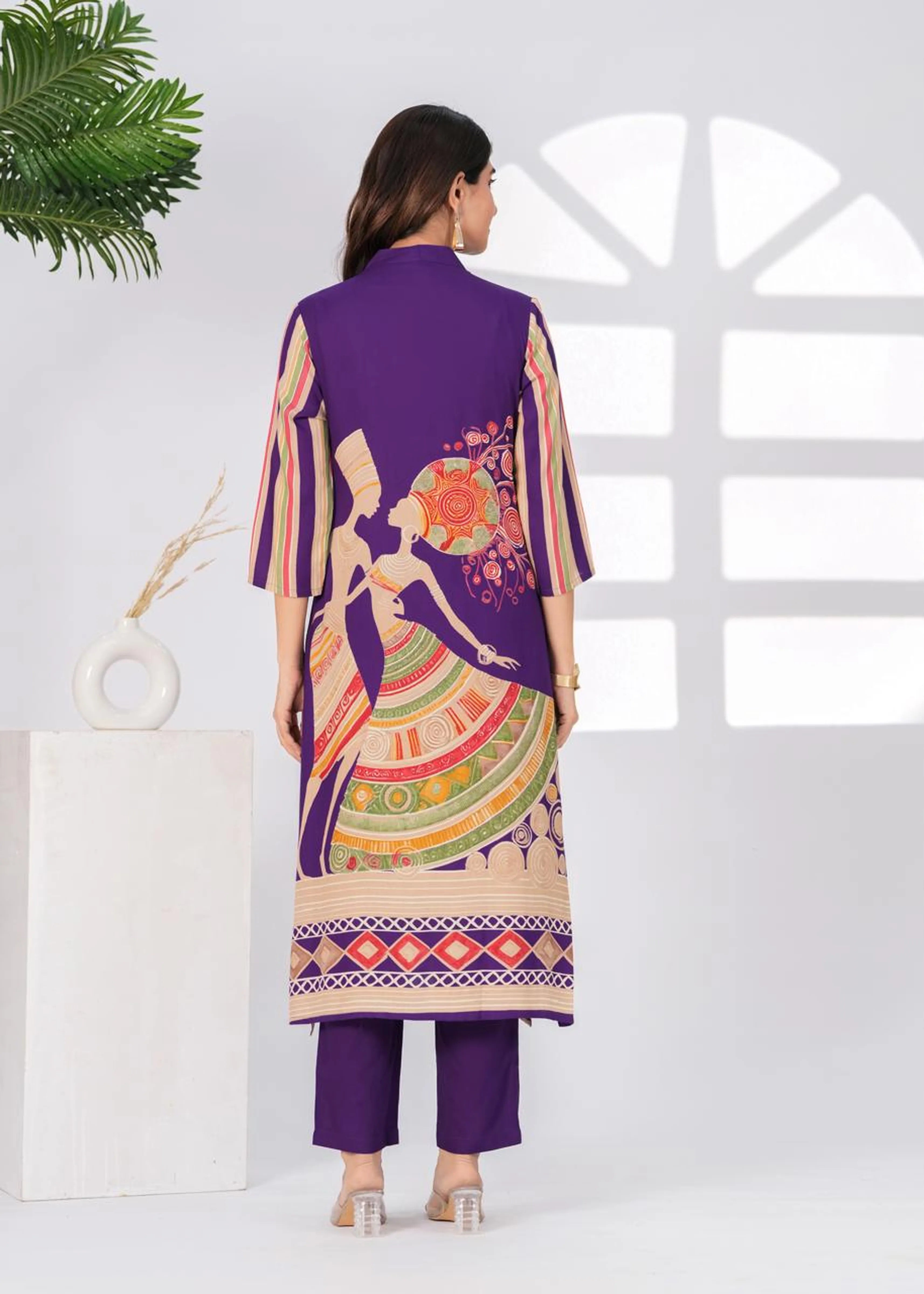 Purple African Print Kurta Set