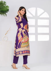 Purple African Print Kurta Set