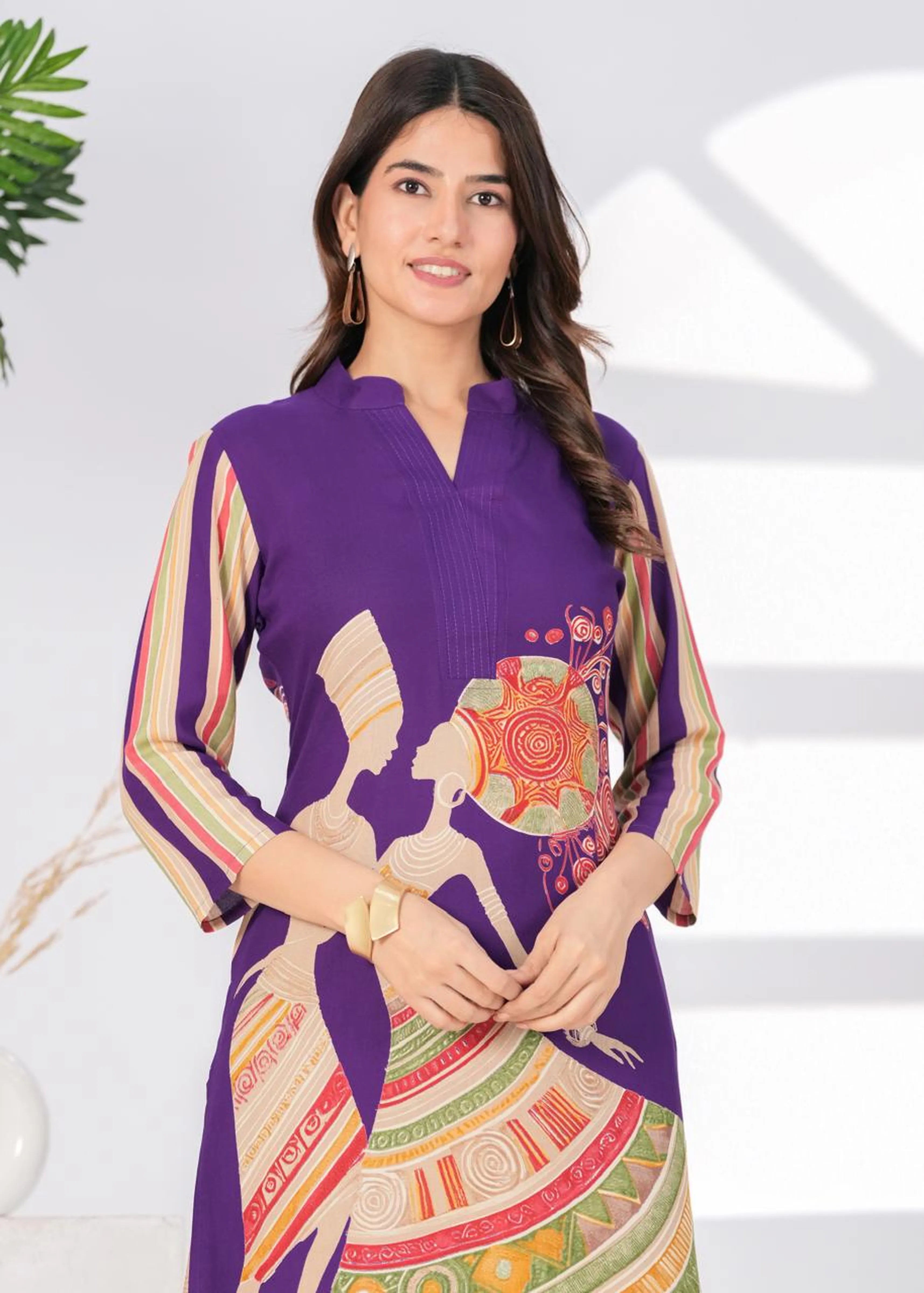 Purple African Print Kurta Set