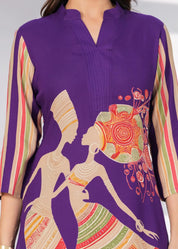 Purple African Print Kurta Set