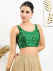 Signature Round Neck Butti Sleeveless Blouse