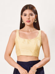 Dupion Silk Round Neck Sleeveless Blouse