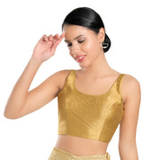 Dupion Silk Round Neck Sleeveless Blouse