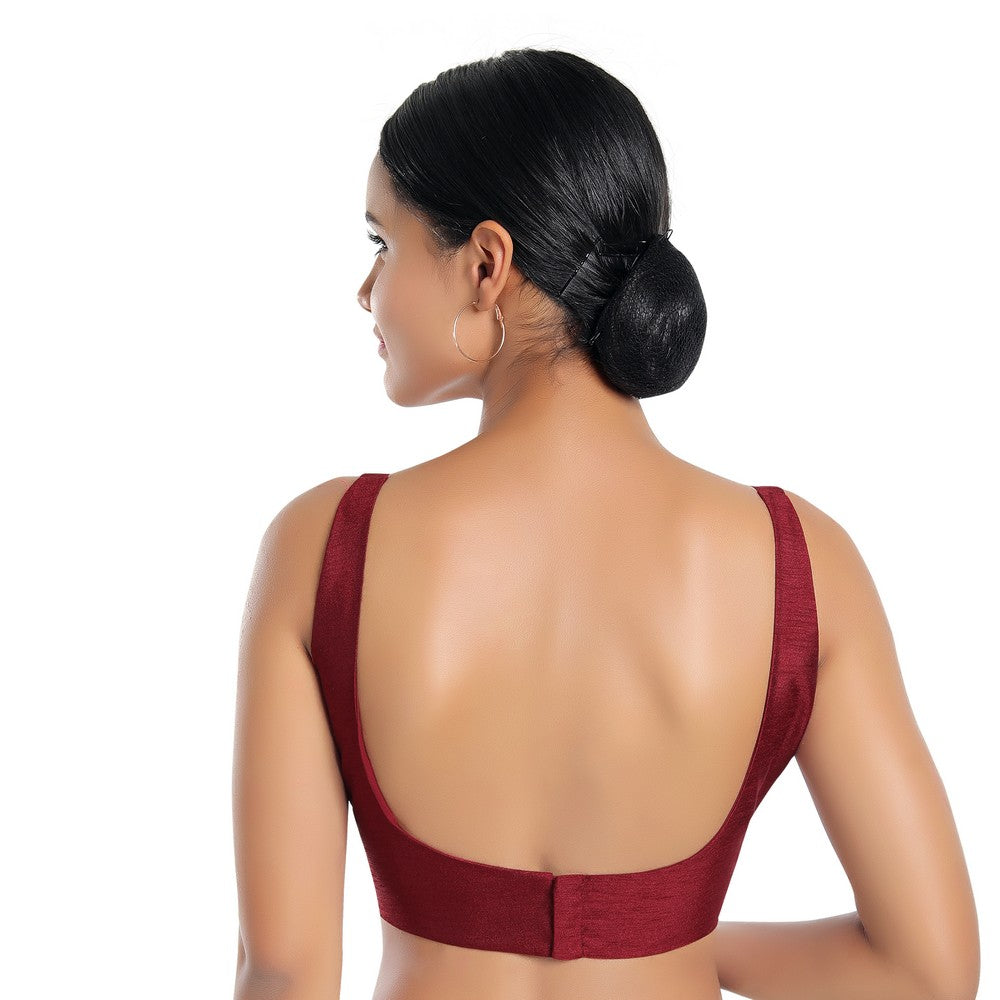 Dupion Silk Round Neck Sleeveless Blouse