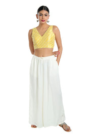 Pastel With White Thread Work Sleeveless Blouse