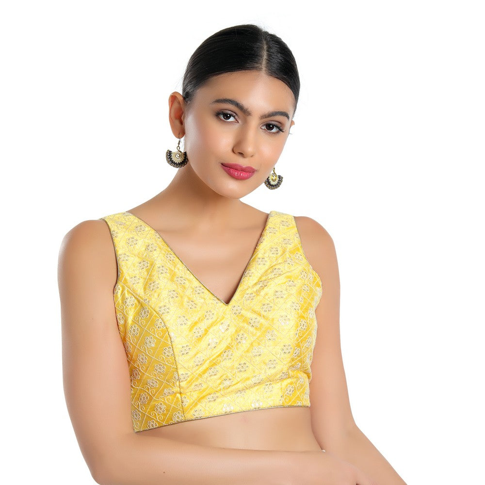 Pastel With White Thread Work Sleeveless Blouse