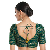 Sequence Zig Zag Lines Embroidery Paan Neck Bvlouse