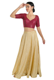 Sequence Zig Zag Lines Embroidery Paan Neck Bvlouse