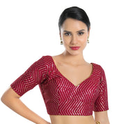 Sequence Zig Zag Lines Embroidery Paan Neck Bvlouse