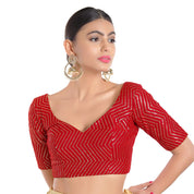 Sequence Zig Zag Lines Embroidery Paan Neck Bvlouse