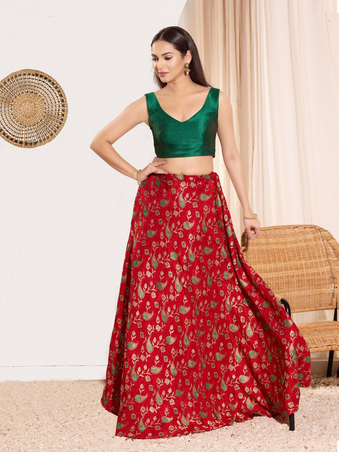 Vamas V Neck Yoke Solid Sleeveless Blouse