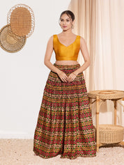Vamas V Neck Yoke Solid Sleeveless Blouse