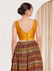 Vamas V Neck Yoke Solid Sleeveless Blouse