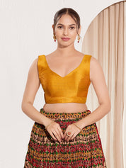 Vamas V Neck Yoke Solid Sleeveless Blouse