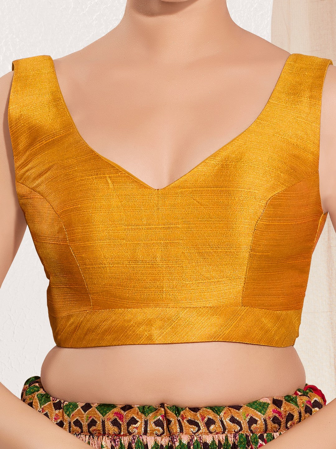 Vamas V Neck Yoke Solid Sleeveless Blouse