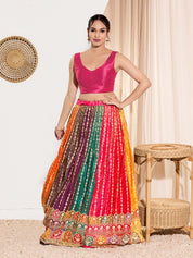 Vamas V Neck Yoke Solid Sleeveless Blouse