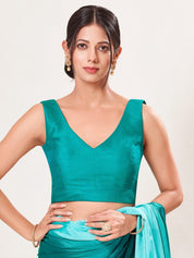 Vamas V Neck Yoke Solid Sleeveless Blouse