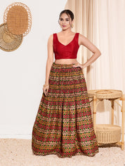 Vamas V Neck Yoke Solid Sleeveless Blouse