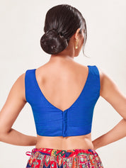 Vamas V Neck Yoke Solid Sleeveless Blouse