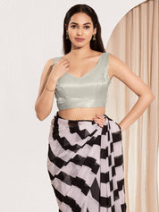 Vamas Shimmer V Neck Yoke Solid Sleeveless Blouse