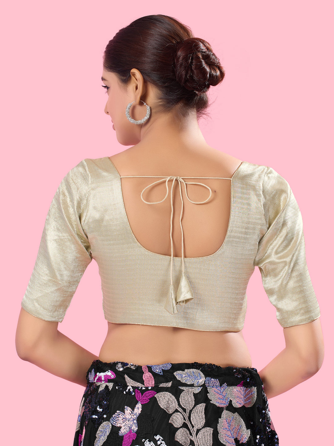 Slub Tissue Round Neck Essential Festive Blouse
