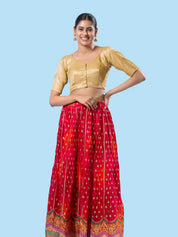 Slub Tissue Round Neck Essential Festive Blouse