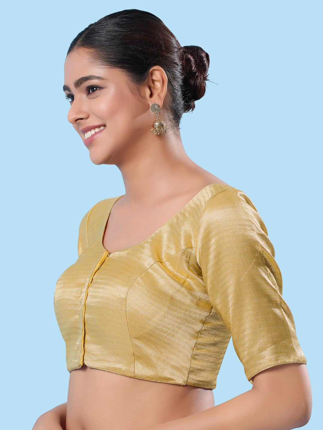 Slub Tissue Round Neck Essential Festive Blouse