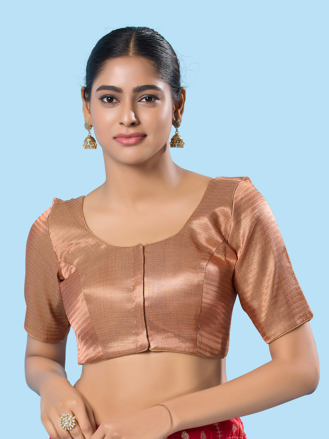 Slub Tissue Round Neck Essential Festive Blouse