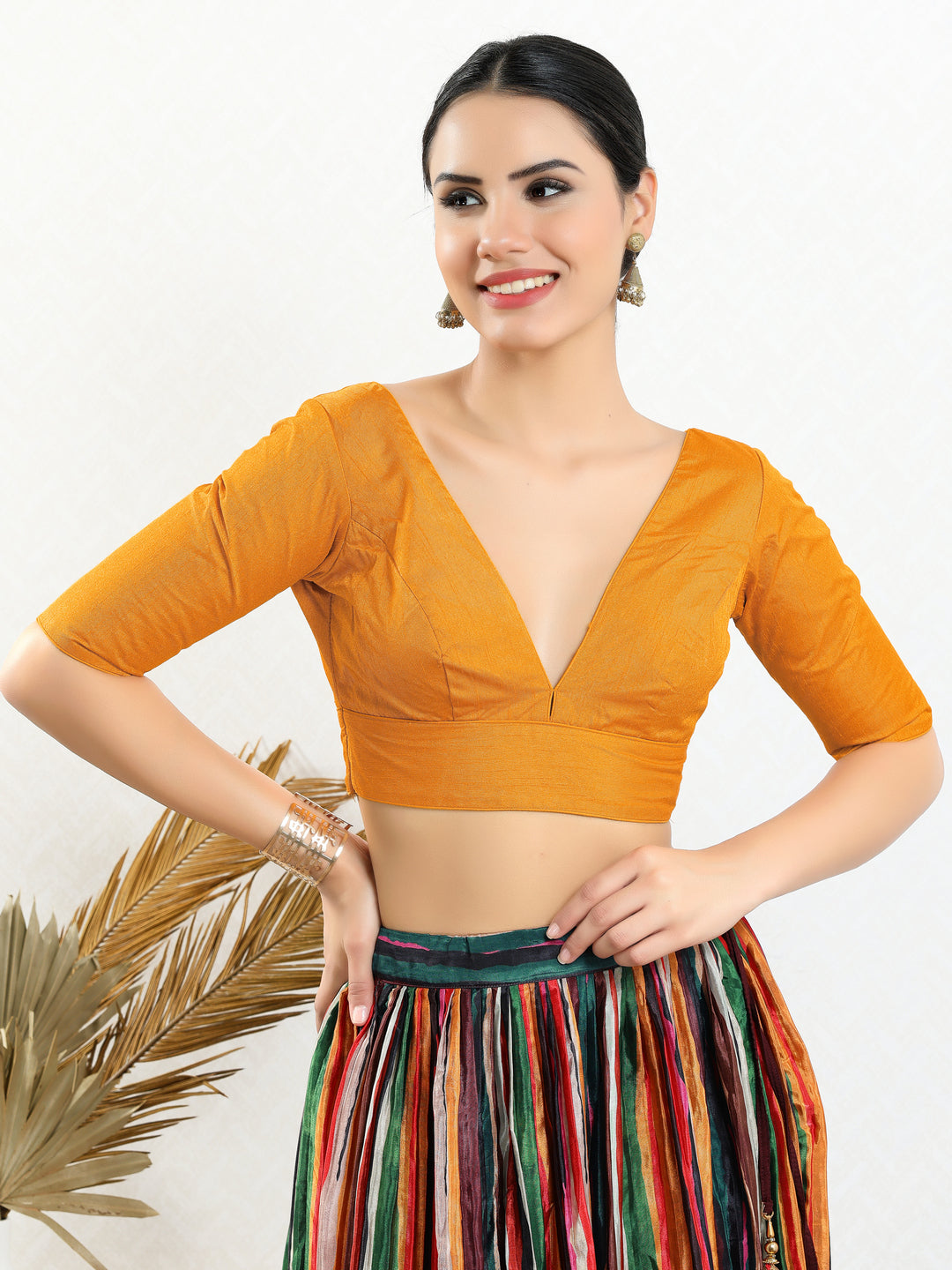 Vamas Iconic V Neck Silk Blouse