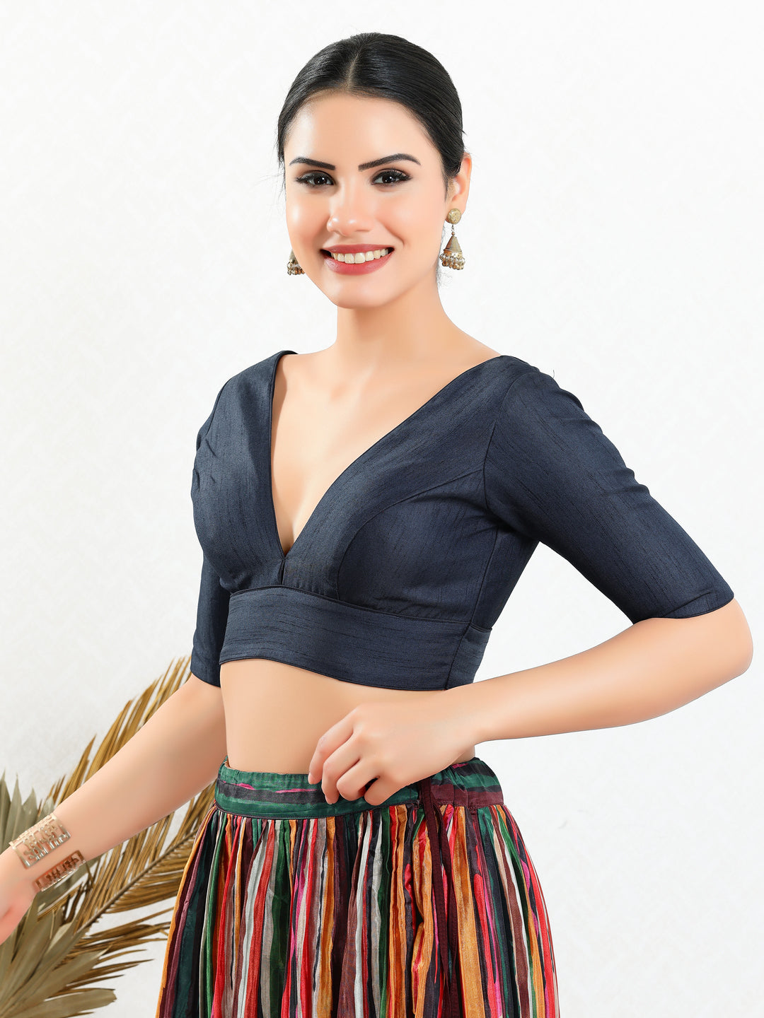 Vamas Iconic V Neck Silk Blouse