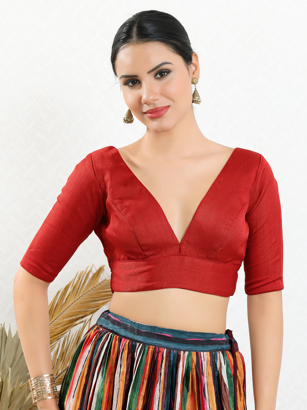 Vamas Iconic V Neck Silk Blouse