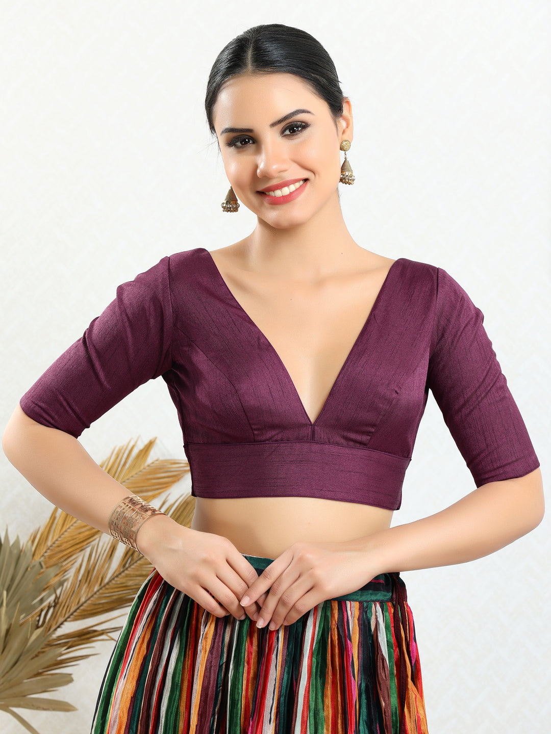 Vamas Iconic V Neck Silk Blouse