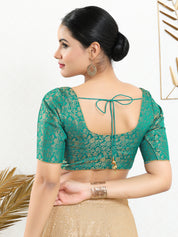 Vamas Brocade Essential Front Open Round Neck Blouse