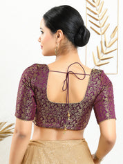Vamas Brocade Essential Front Open Round Neck Blouse