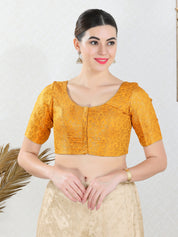 Vamas Brocade Essential Front Open Round Neck Blouse