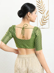 Vamas Brocade Flower Butti Round Neck Blouse