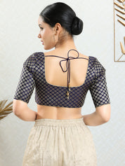 Vamas Brocade Flower Butti Round Neck Blouse
