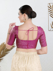 Vamas Brocade Flower Butti Round Neck Blouse