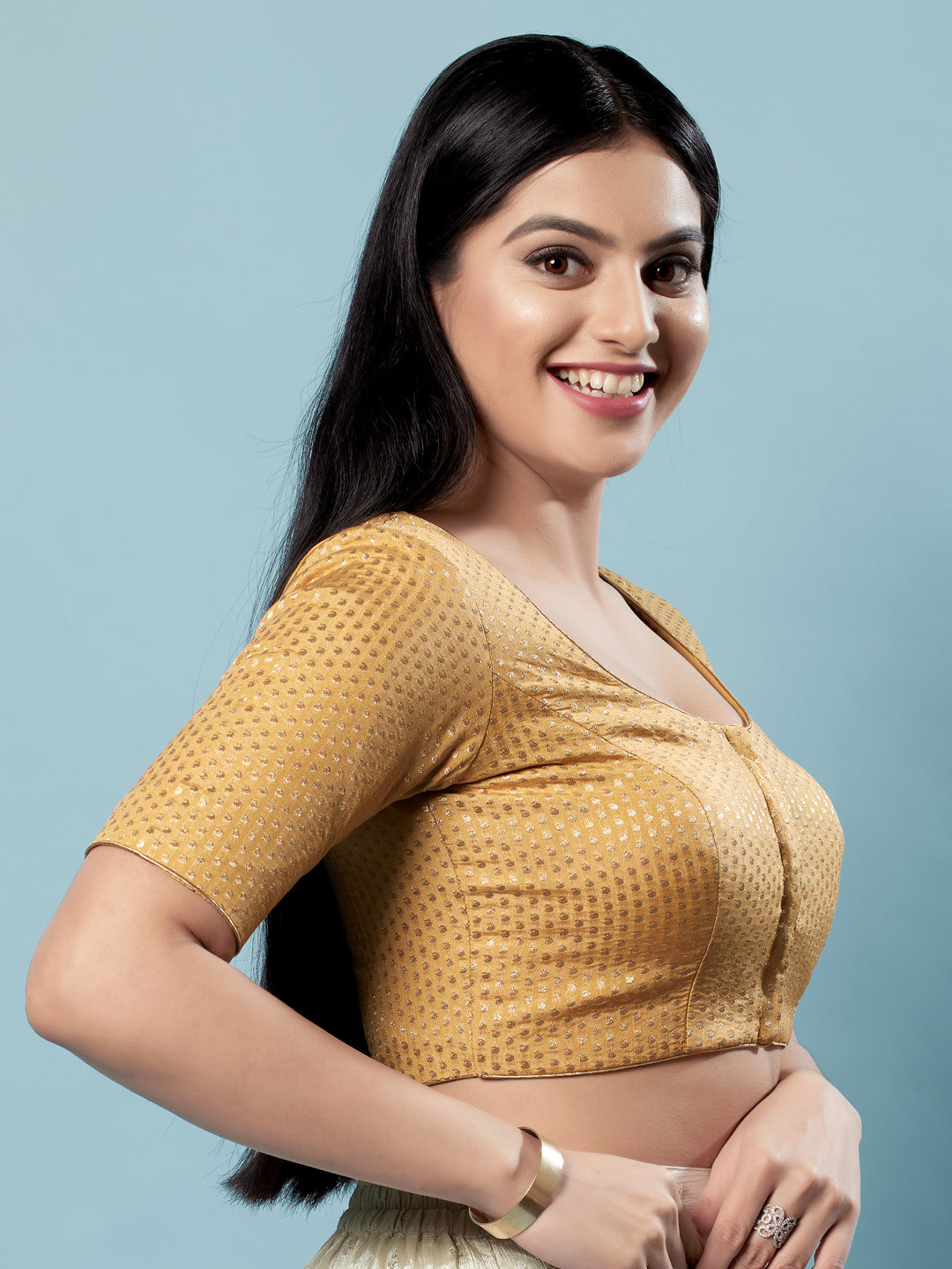 Brocade Paisley Butti Round Neck Blouse